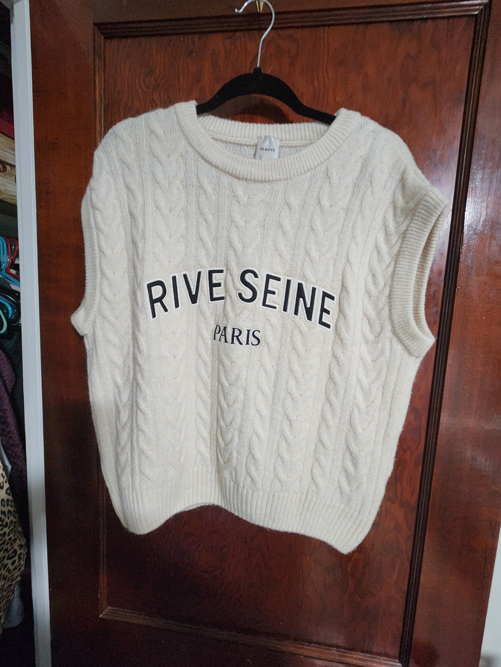 Maeve by Anthropologie Rive Seine Paris Cable Knit Sweater Vest Small NWOT - Picture 1 of 3